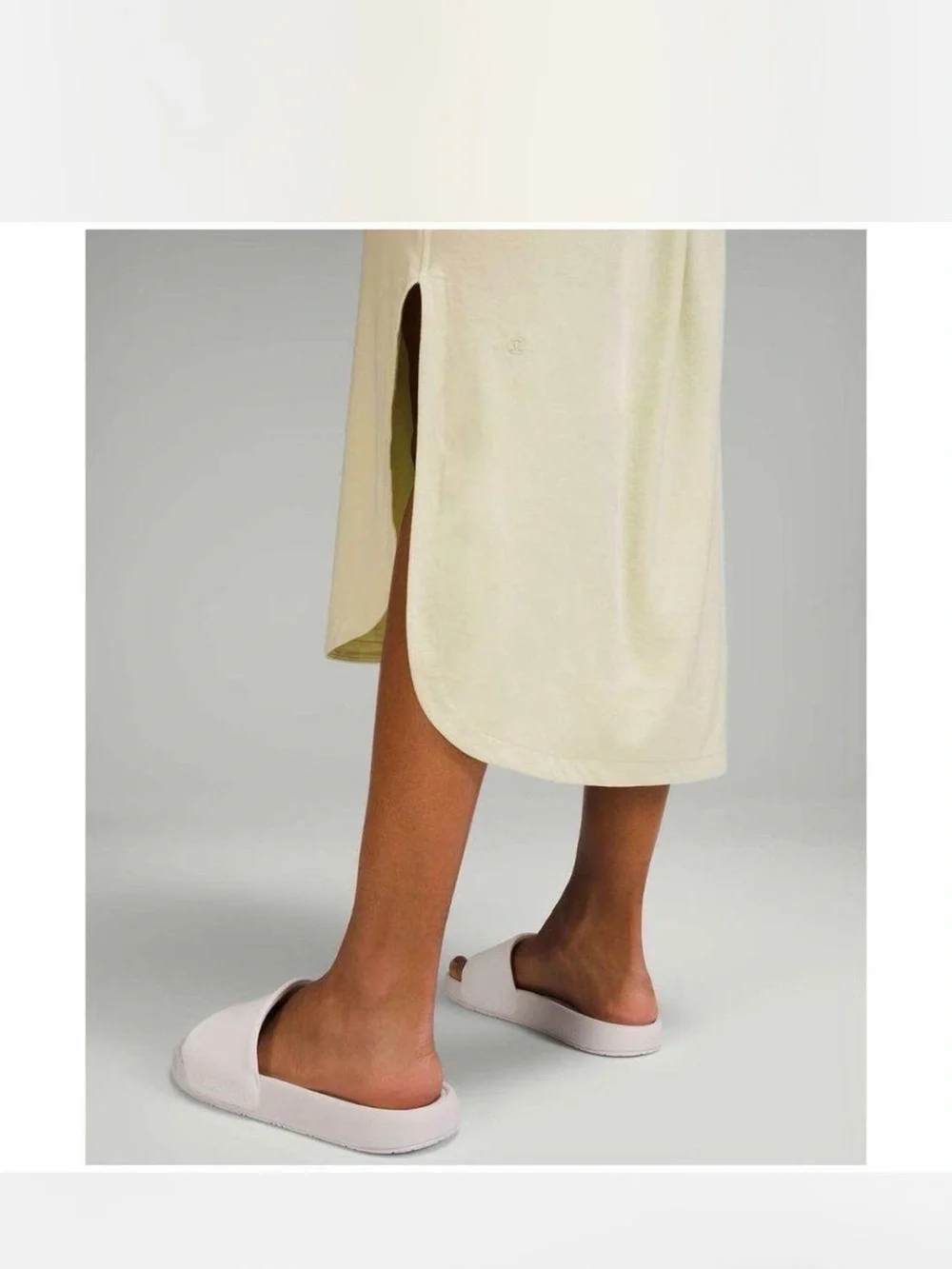 Lululemon Pima Cotton Open-back Midi Dress in Pale Yellow